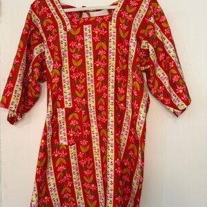 Retro vintage open back floral shirt/work shirt